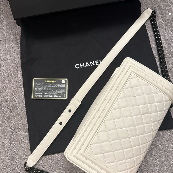 Authentic Chanel Ivory Black Boy Flap Bag - Picture 11 of 15
